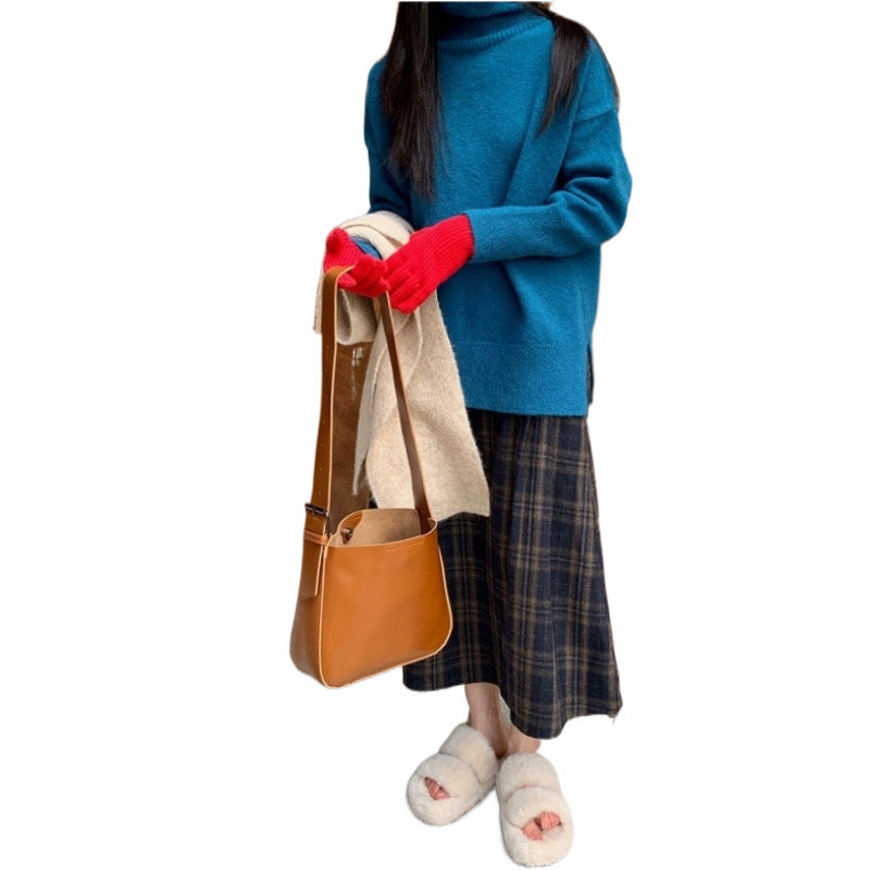 Retro Plaid Woolen Umbrella Skirt Skirt